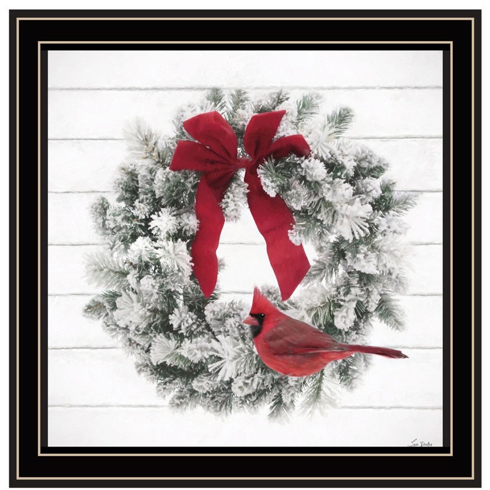 Set Of Two Cardinal Wreath Black Framed Wall Art HomeRoots