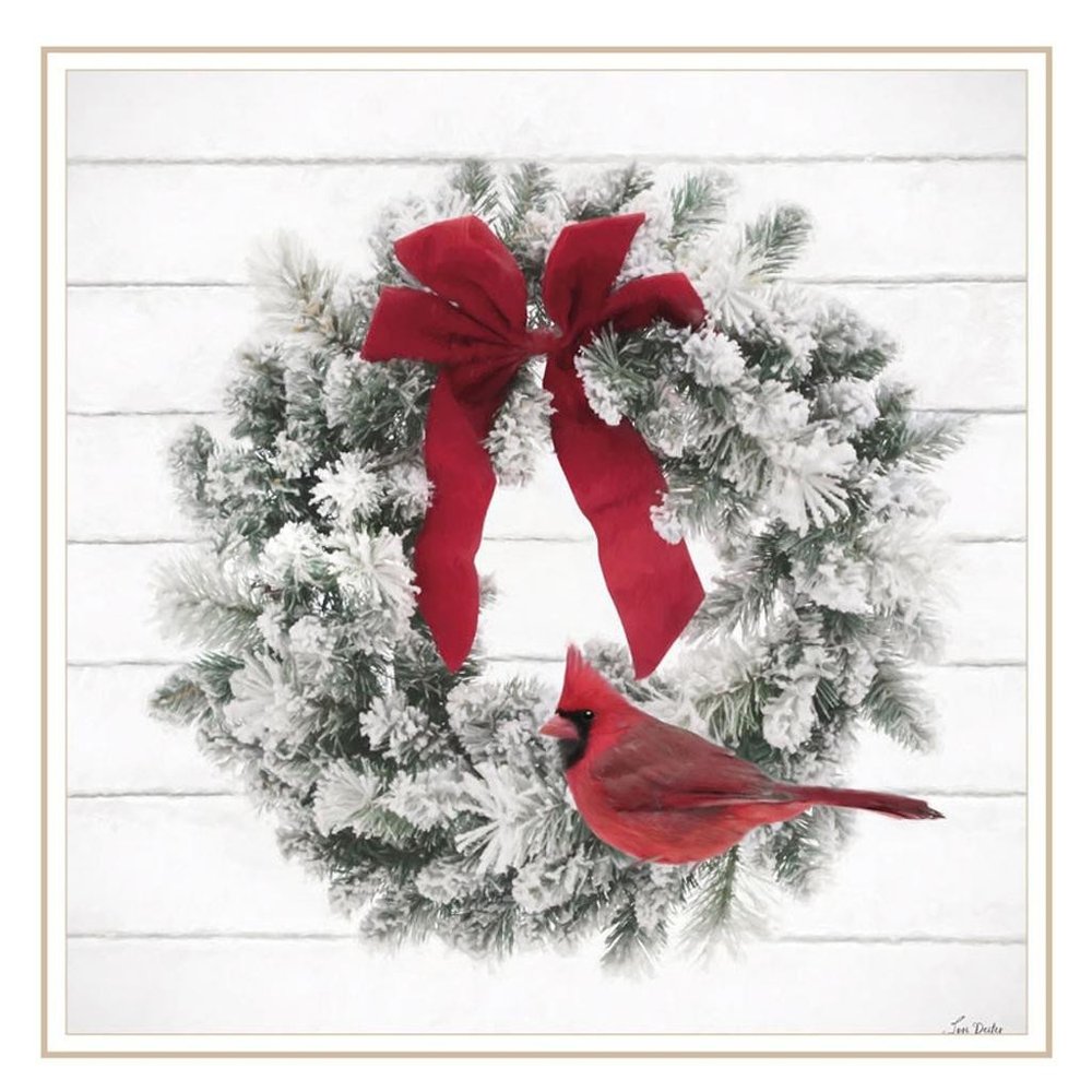 Set Of Two Cardinal Wreath White Framed Wall Art HomeRoots