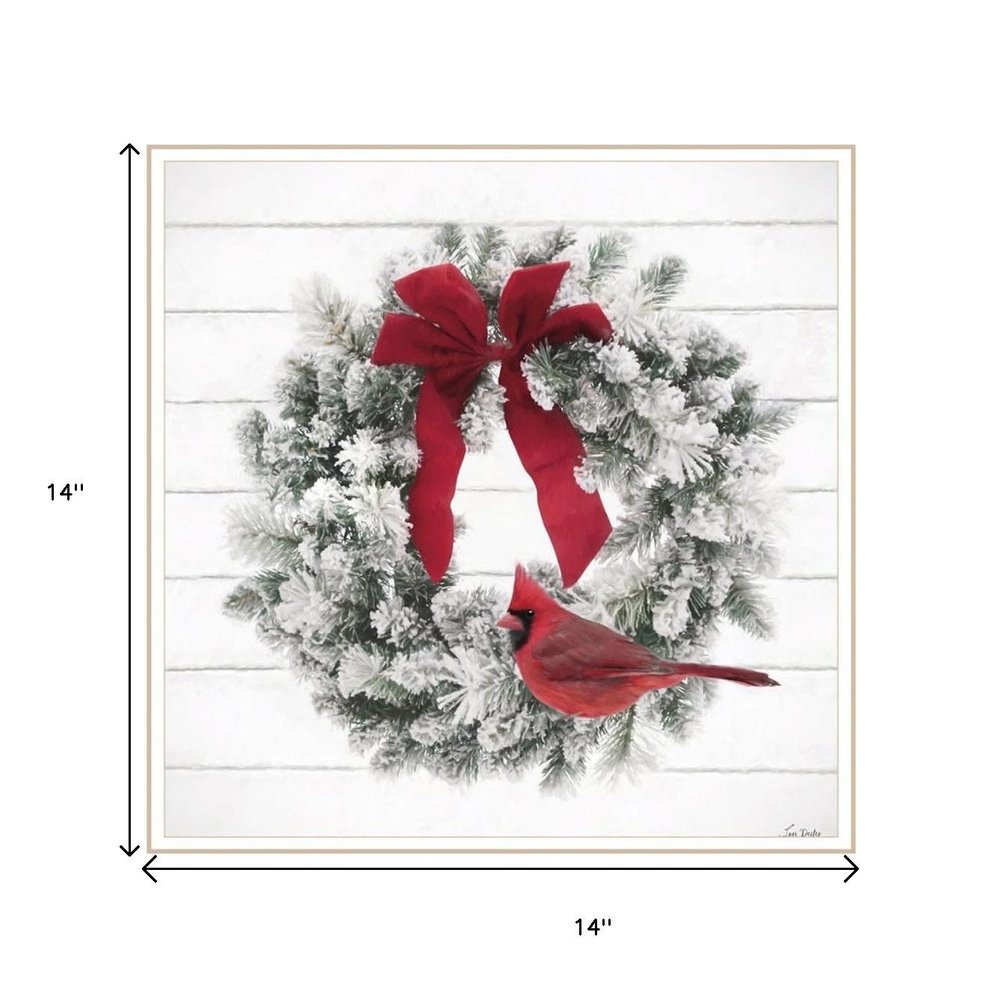 Set Of Two Cardinal Wreath White Framed Wall Art — view 4