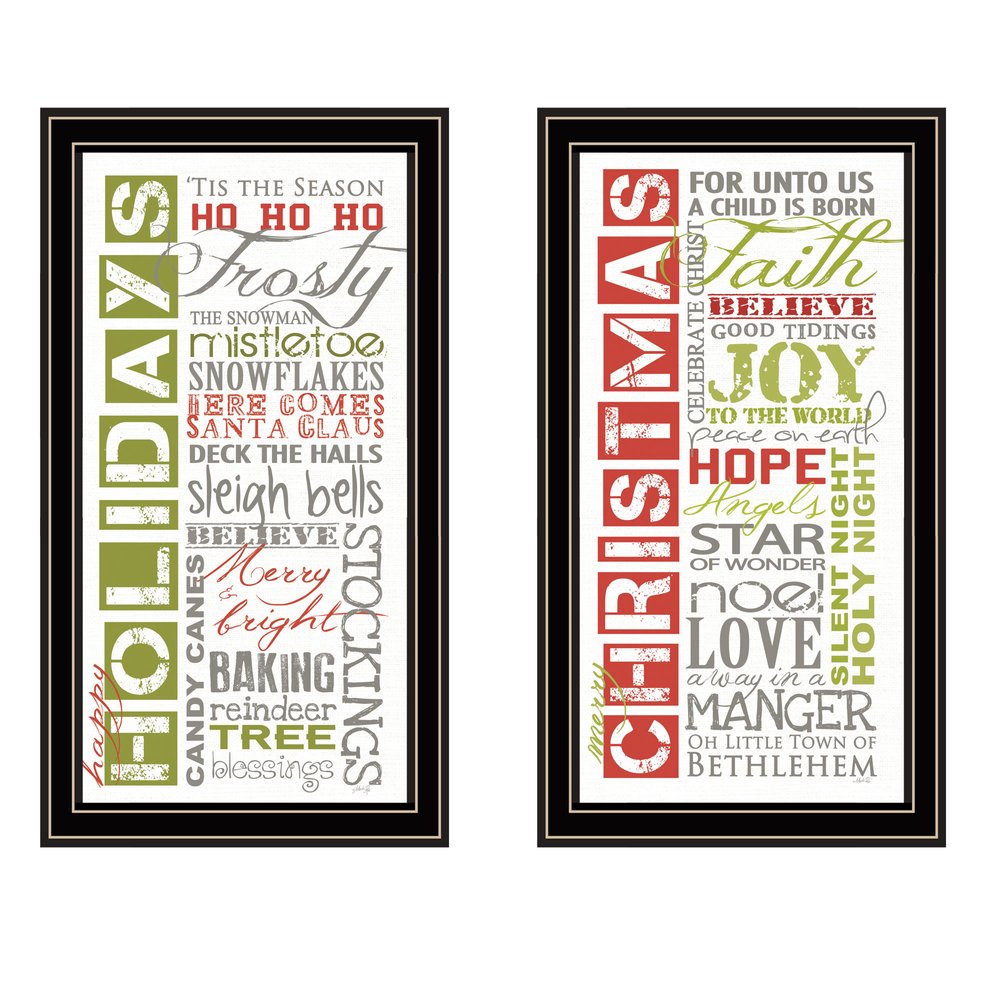 Set Of Two Happy Holidays Black Framed Wall Art — view 1
