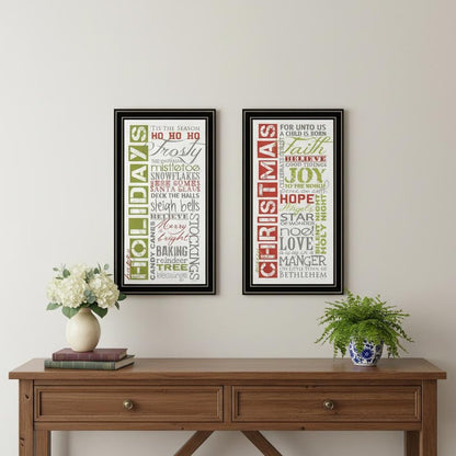 Set Of Two Happy Holidays Black Framed Wall Art HomeRoots