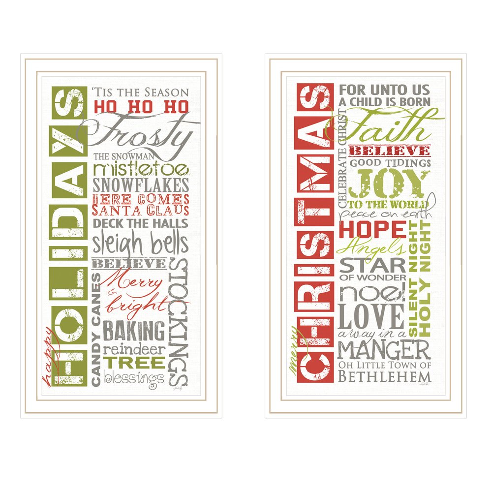 Set Of Two Happy Holidays White Framed Wall Art HomeRoots