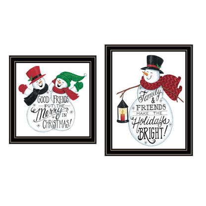 Set Of Two Good Friends Snowman Black Framed Wall Art HomeRoots