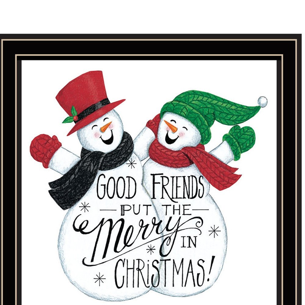 Set Of Two Good Friends Snowman Black Framed Wall Art HomeRoots