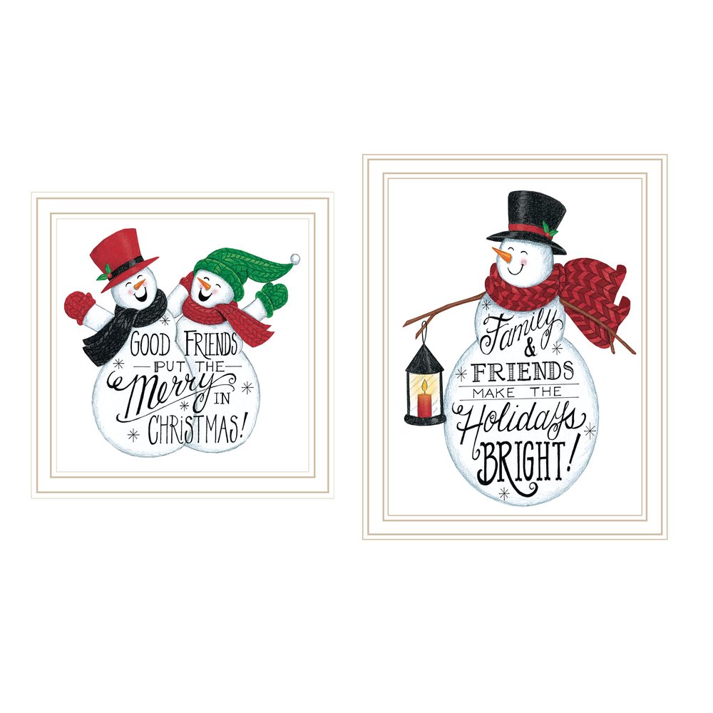 Set Of Two Good Friends Snowman White Framed Wall Art HomeRoots