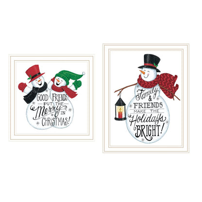 Set Of Two Good Friends Snowman White Framed Wall Art HomeRoots