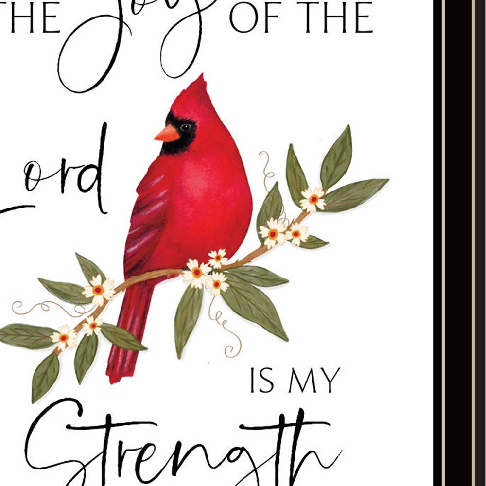 Set Of Two The Lord is MY Strength - Red Cardinals Black Framed Wall Art HomeRoots