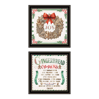 Set Of Two Gingerbread Wreath Black Framed Wall Art HomeRoots