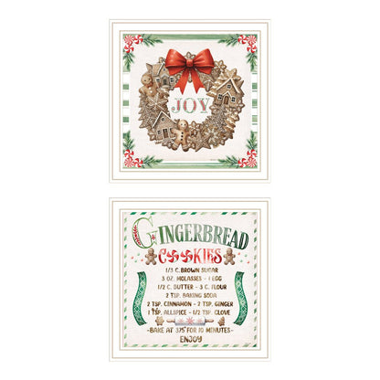 Set Of Two Gingerbread Wreath White Framed Wall Art HomeRoots
