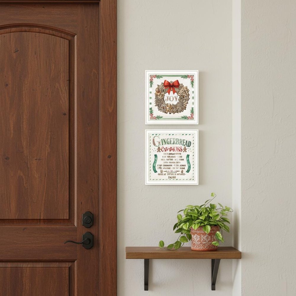 Set Of Two Gingerbread Wreath White Framed Wall Art — view 3