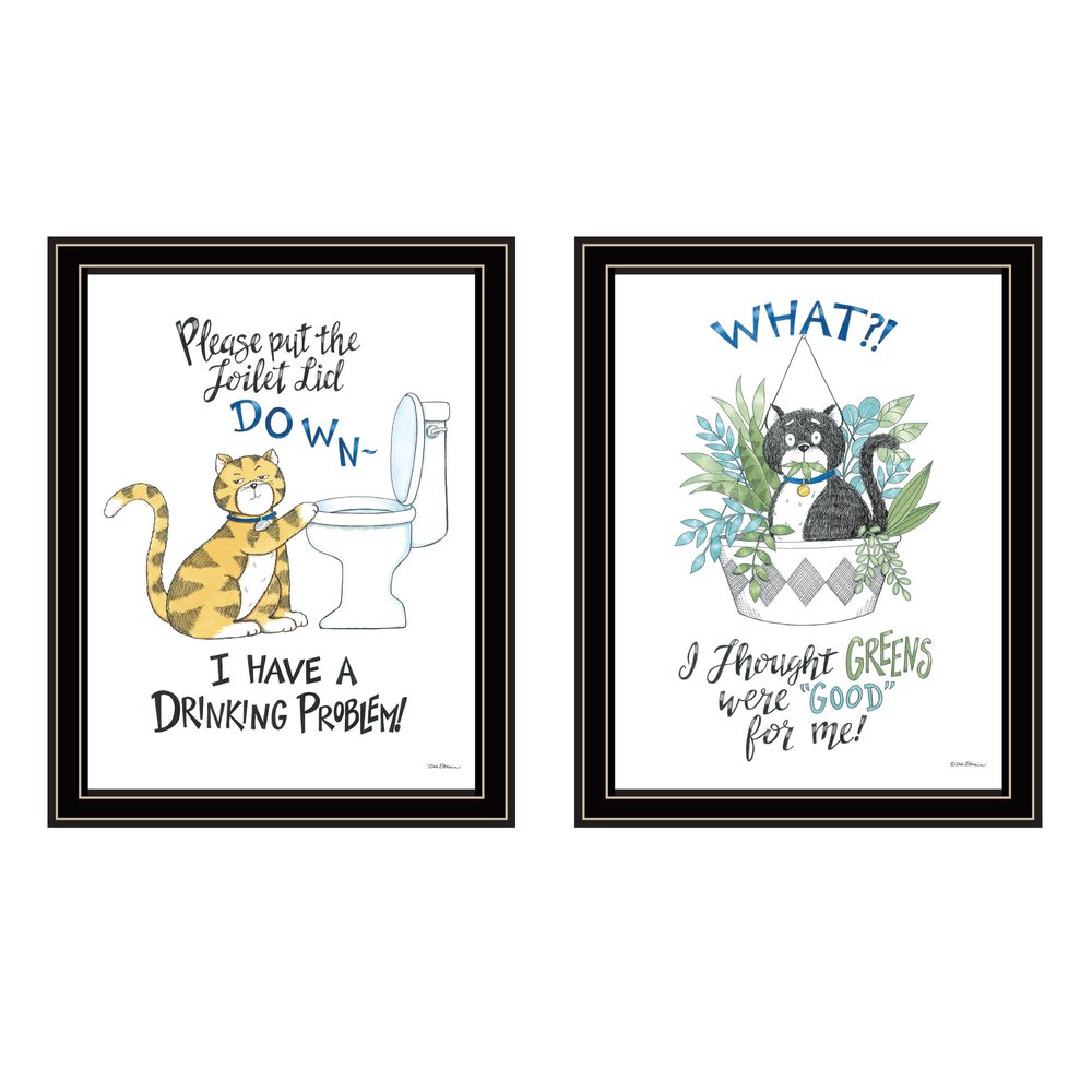 Set Of Two I have a Drinking Problem!! Black Framed Wall Art HomeRoots