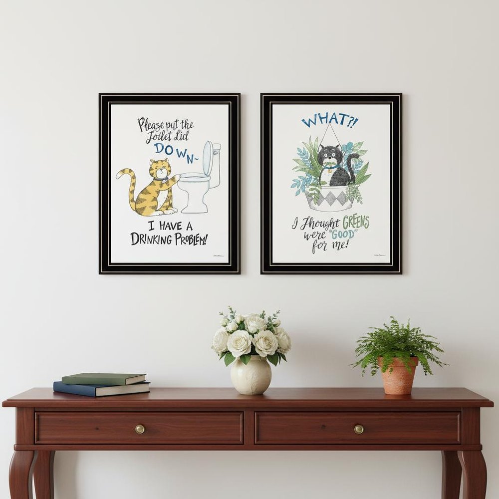 Set Of Two I have a Drinking Problem!! Black Framed Wall Art — view 3