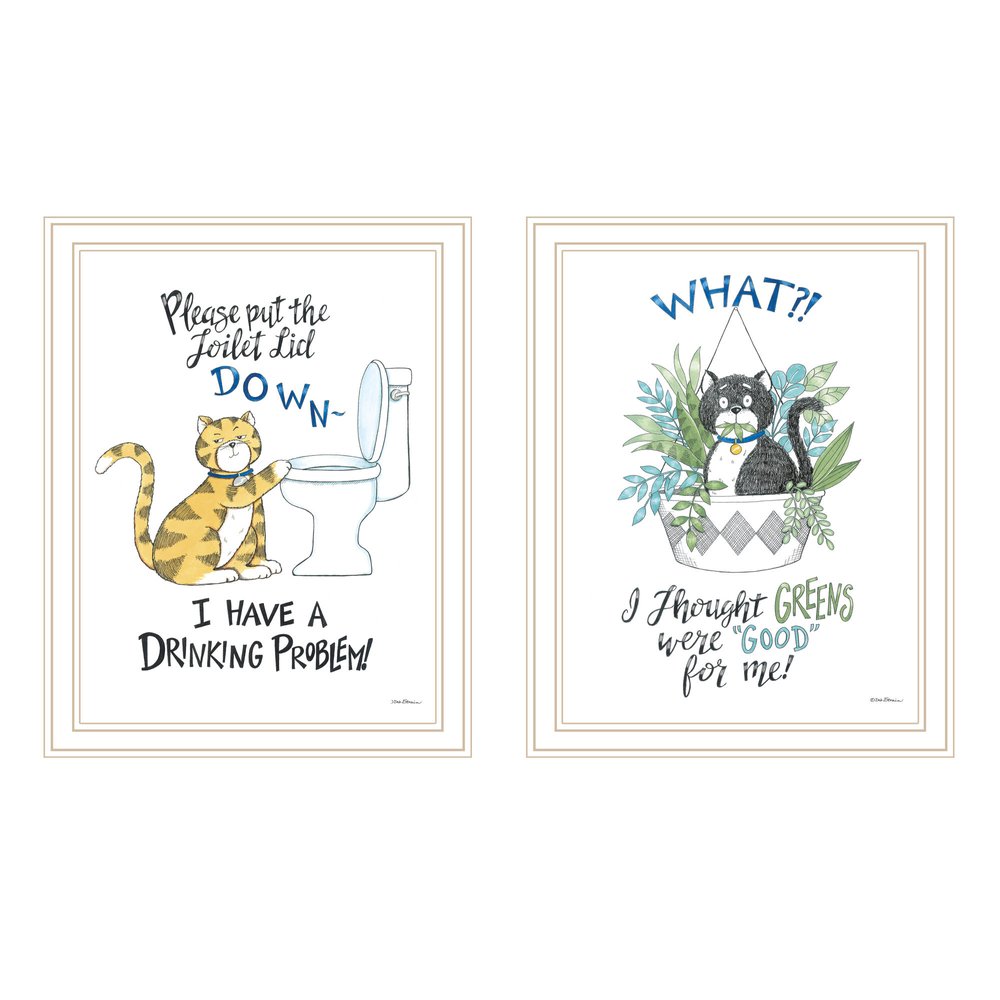 Set Of Two I have a Drinking Problem!! White Framed Wall Art HomeRoots