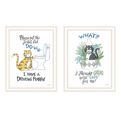 Set Of Two I have a Drinking Problem!! White Framed Wall Art HomeRoots