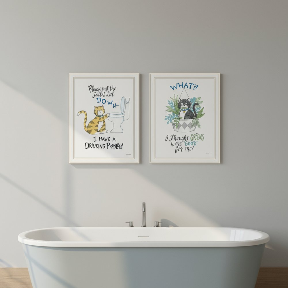 Set Of Two I have a Drinking Problem!! White Framed Wall Art — view 4