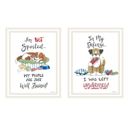 Set Of Two I was Left Unsupervised! White Framed Wall Art HomeRoots