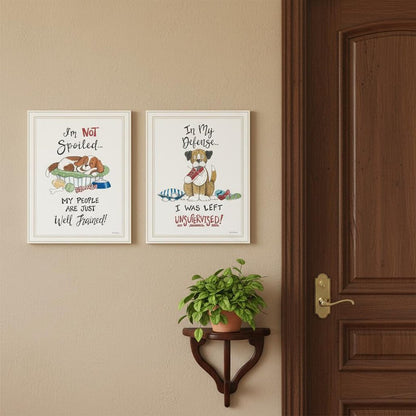 Set Of Two I was Left Unsupervised! White Framed Wall Art HomeRoots