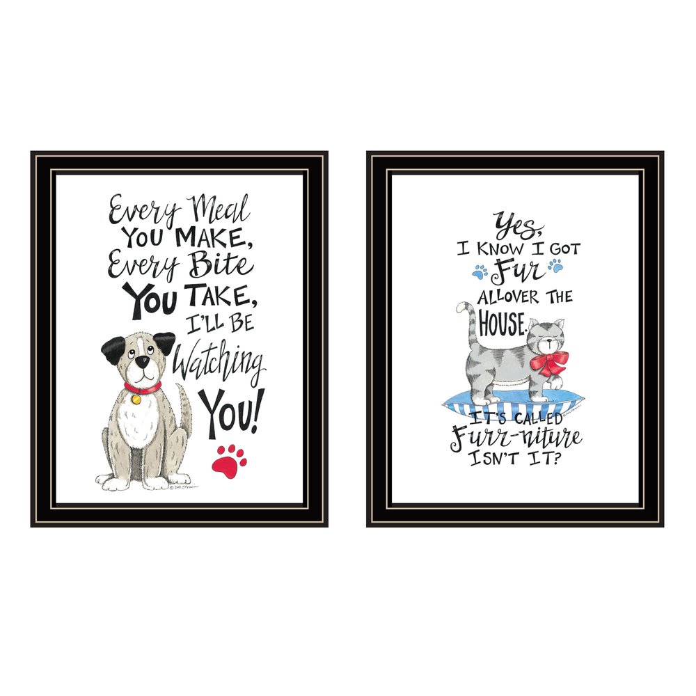 Set Of Two It's Called Furr-niture Isn't It? Black Framed Wall Art — view 1