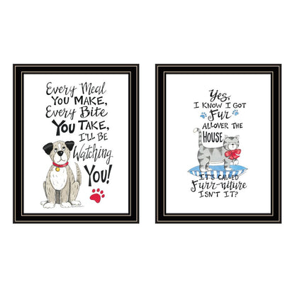 Set Of Two It's Called Furr-niture Isn't It? Black Framed Wall Art HomeRoots