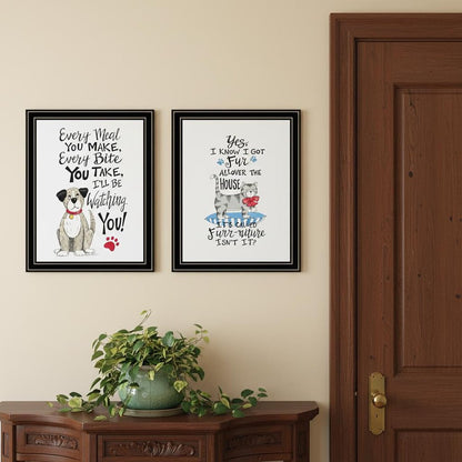 Set Of Two It's Called Furr-niture Isn't It? Black Framed Wall Art HomeRoots