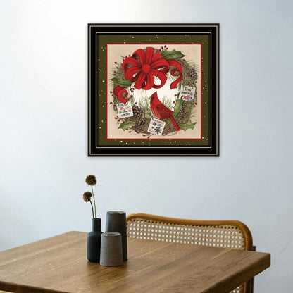 Cardinal Wreath Black Framed Wall Art HomeRoots