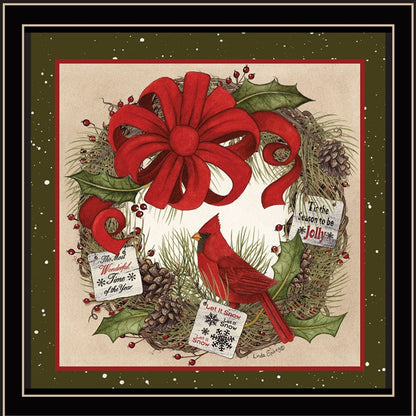 Cardinal Wreath Black Framed Wall Art HomeRoots