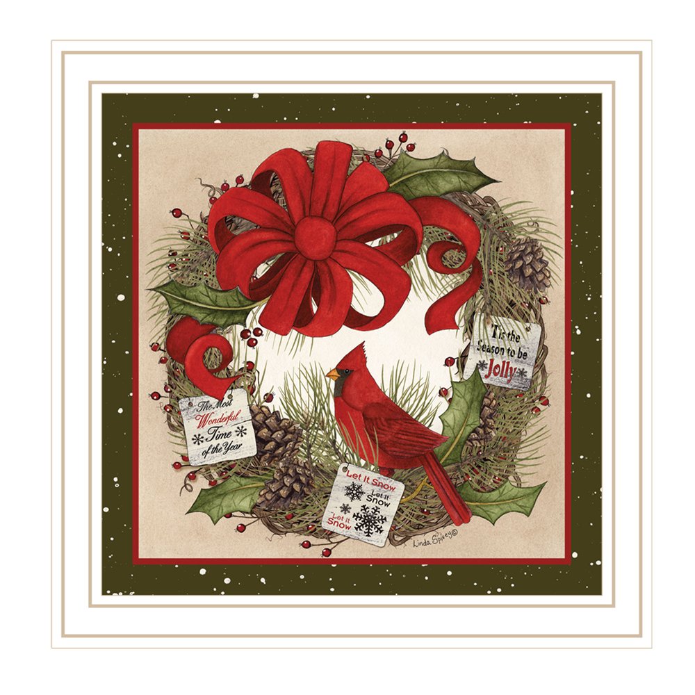 Cardinal Wreath White Framed Wall Art — view 1