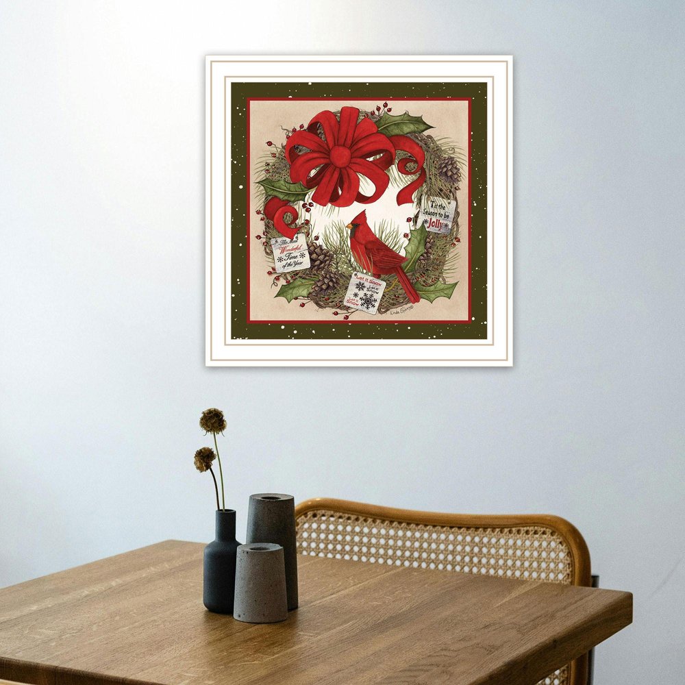 Cardinal Wreath White Framed Wall Art — view 2