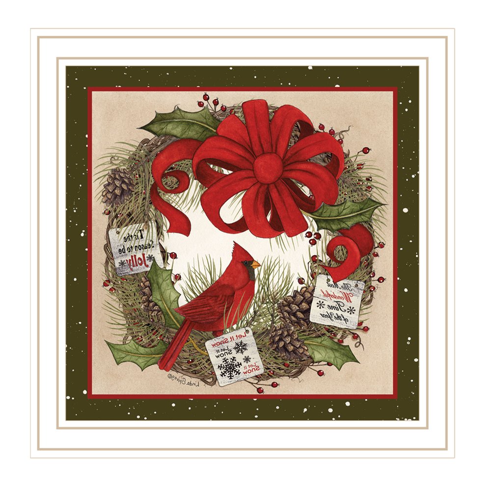 Cardinal Wreath White Framed Wall Art HomeRoots