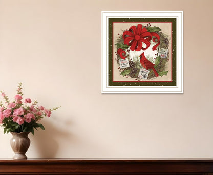Cardinal Wreath White Framed Wall Art HomeRoots