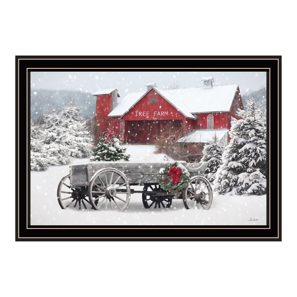 Tree Farm Wagon Black Framed Wall Art — view 1