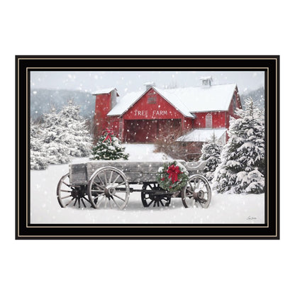 Tree Farm Wagon Black Framed Wall Art HomeRoots
