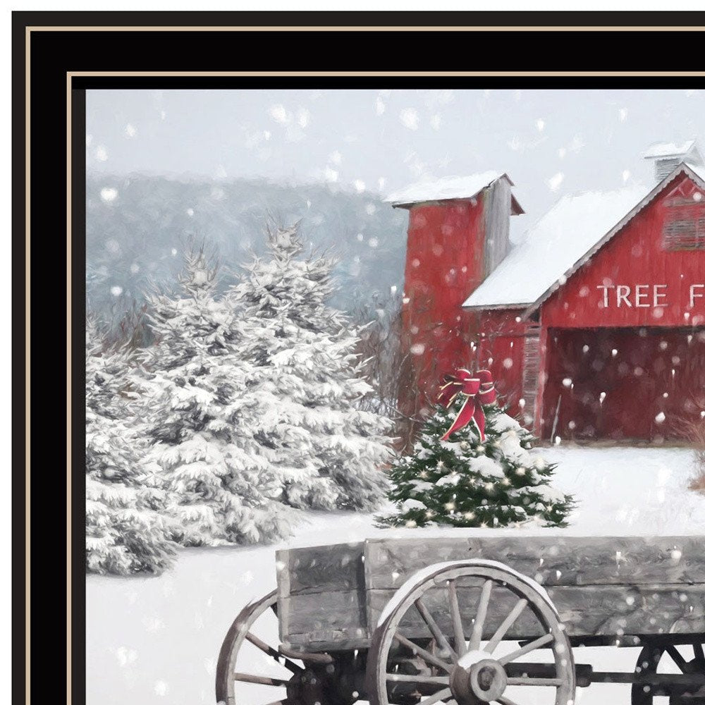 Tree Farm Wagon Black Framed Wall Art HomeRoots