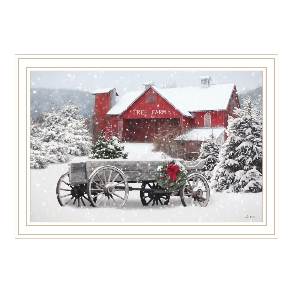 Tree Farm Wagon White Framed Wall Art — view 1