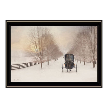 Snowy Amish Lane Black Framed Wall Art HomeRoots