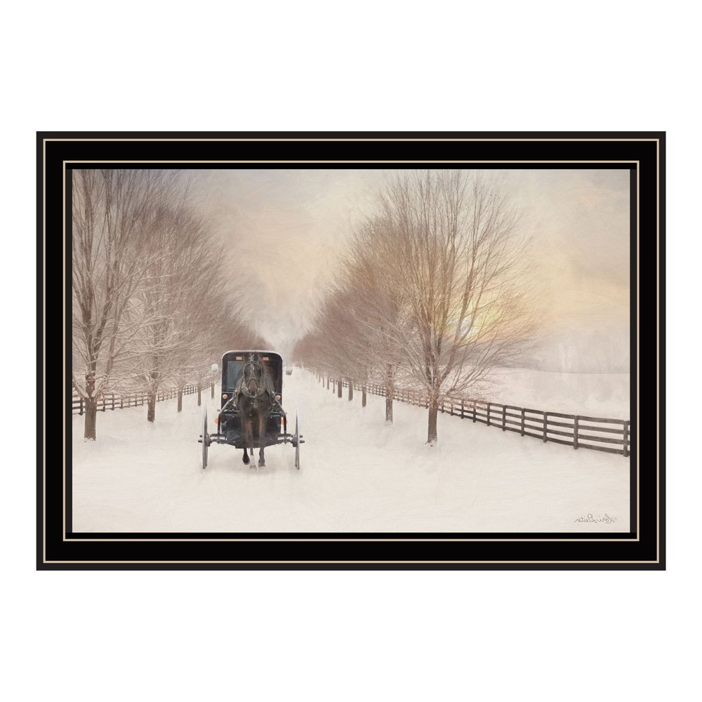 Snowy Amish Lane Black Framed Wall Art — view 3