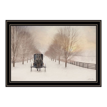 Snowy Amish Lane Black Framed Wall Art HomeRoots