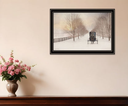 Snowy Amish Lane Black Framed Wall Art HomeRoots