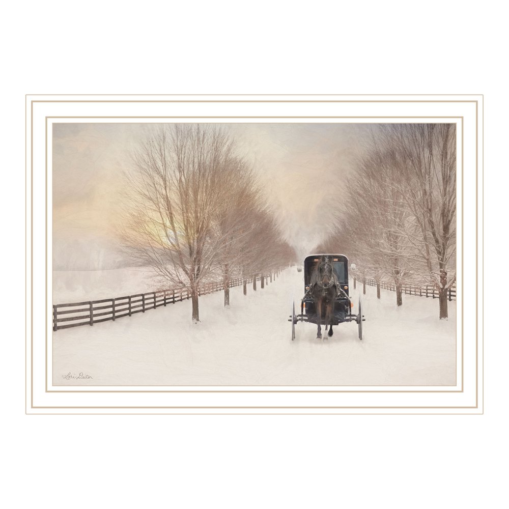 Snowy Amish Lane White Framed Wall Art HomeRoots