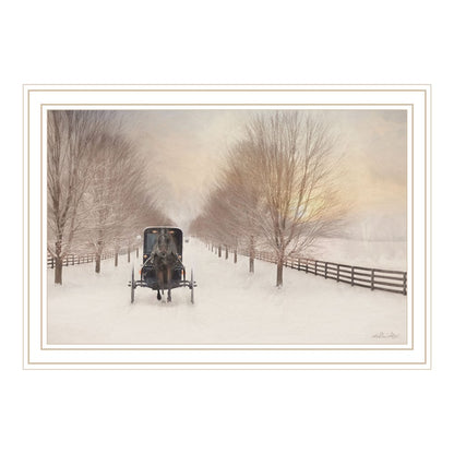 Snowy Amish Lane White Framed Wall Art HomeRoots