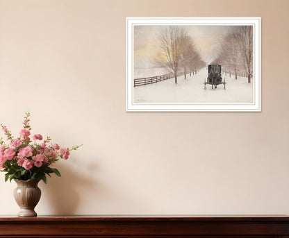 Snowy Amish Lane White Framed Wall Art HomeRoots