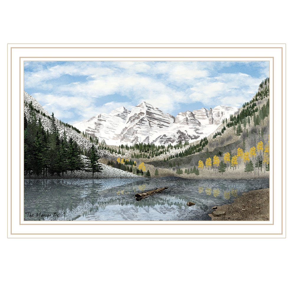 Snowy Mountain Landscape White Framed Wall Art HomeRoots