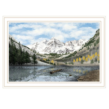 Snowy Mountain Landscape White Framed Wall Art HomeRoots