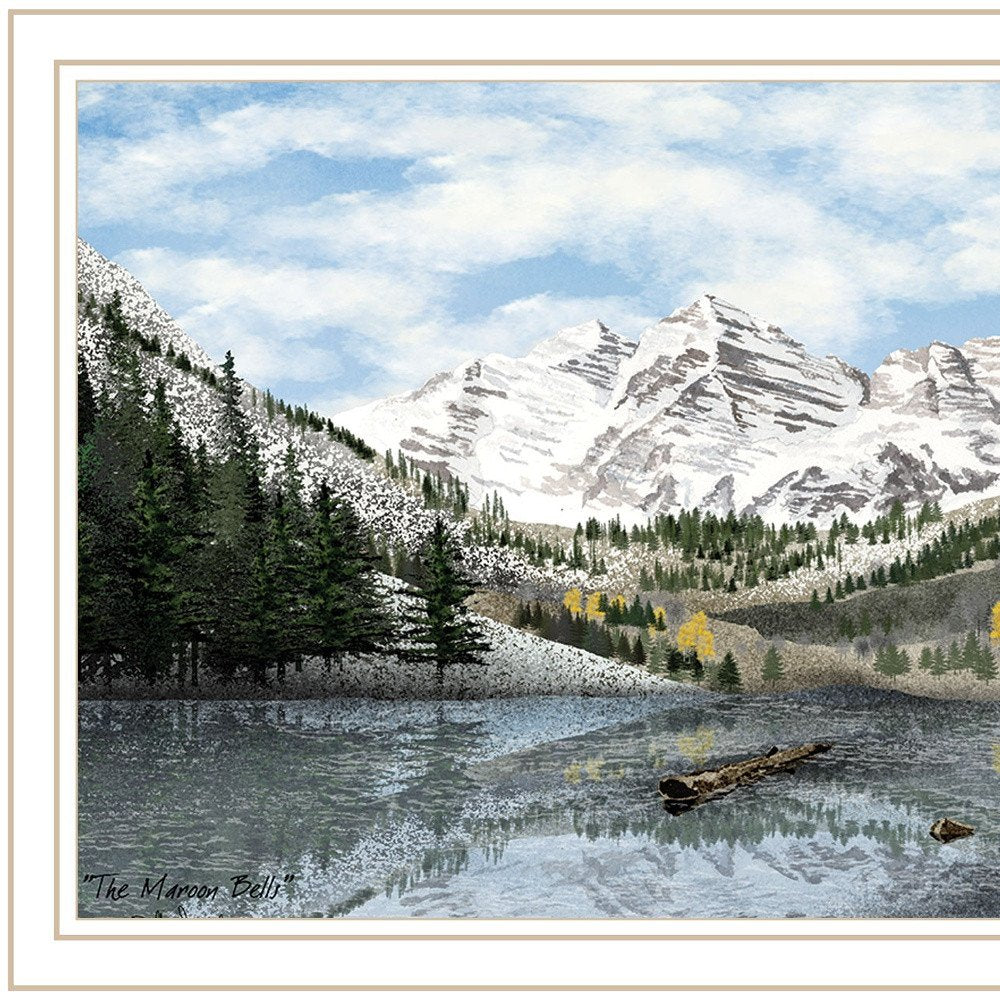 Snowy Mountain Landscape White Framed Wall Art — view 3