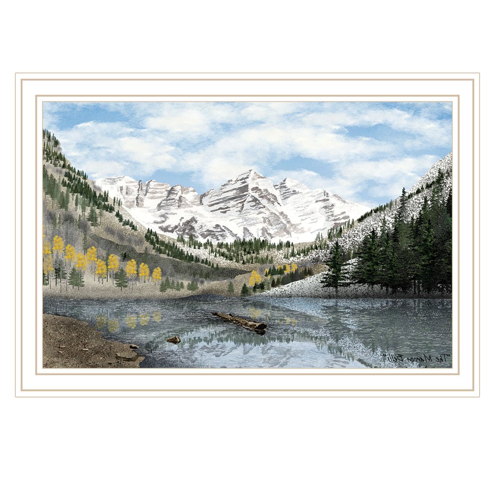 Snowy Mountain Landscape White Framed Wall Art HomeRoots