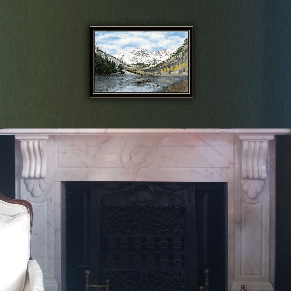 Snowy Mountain Landscape  Black Framed Wall Art HomeRoots