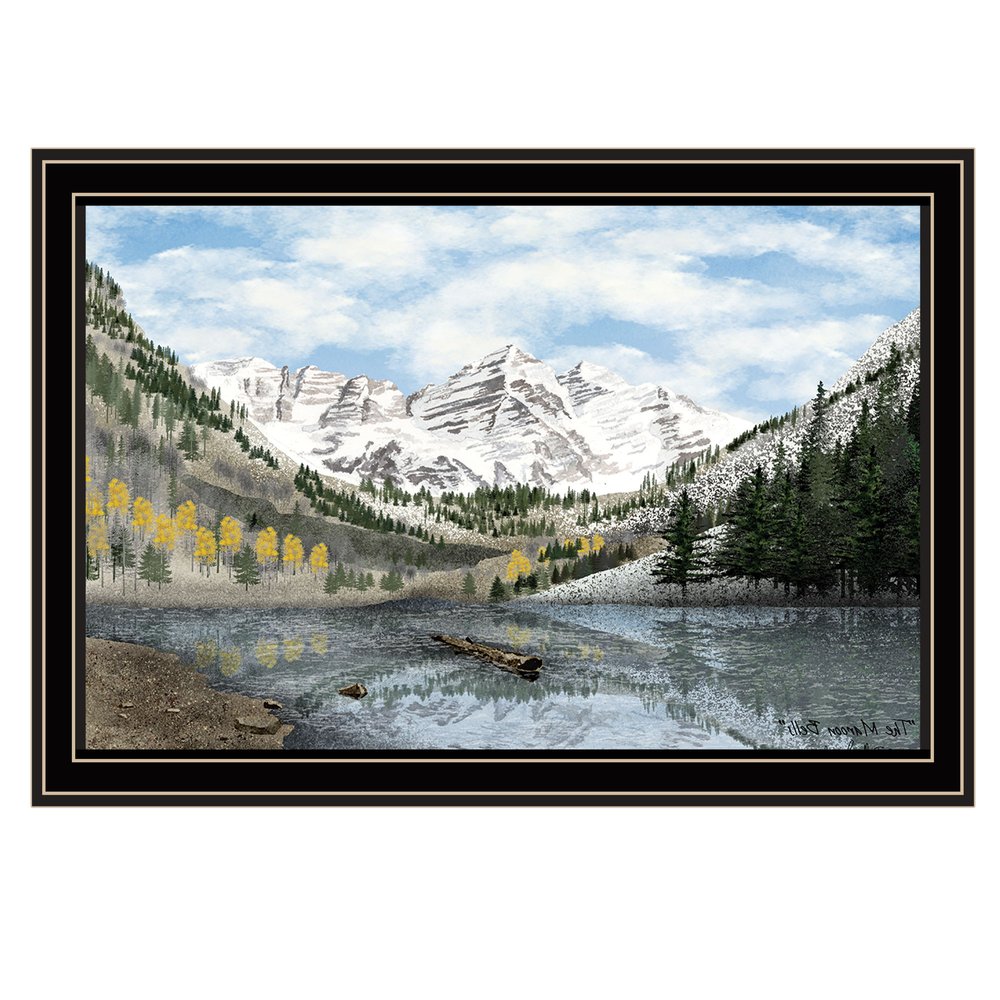 Snowy Mountain Landscape  Black Framed Wall Art — view 4