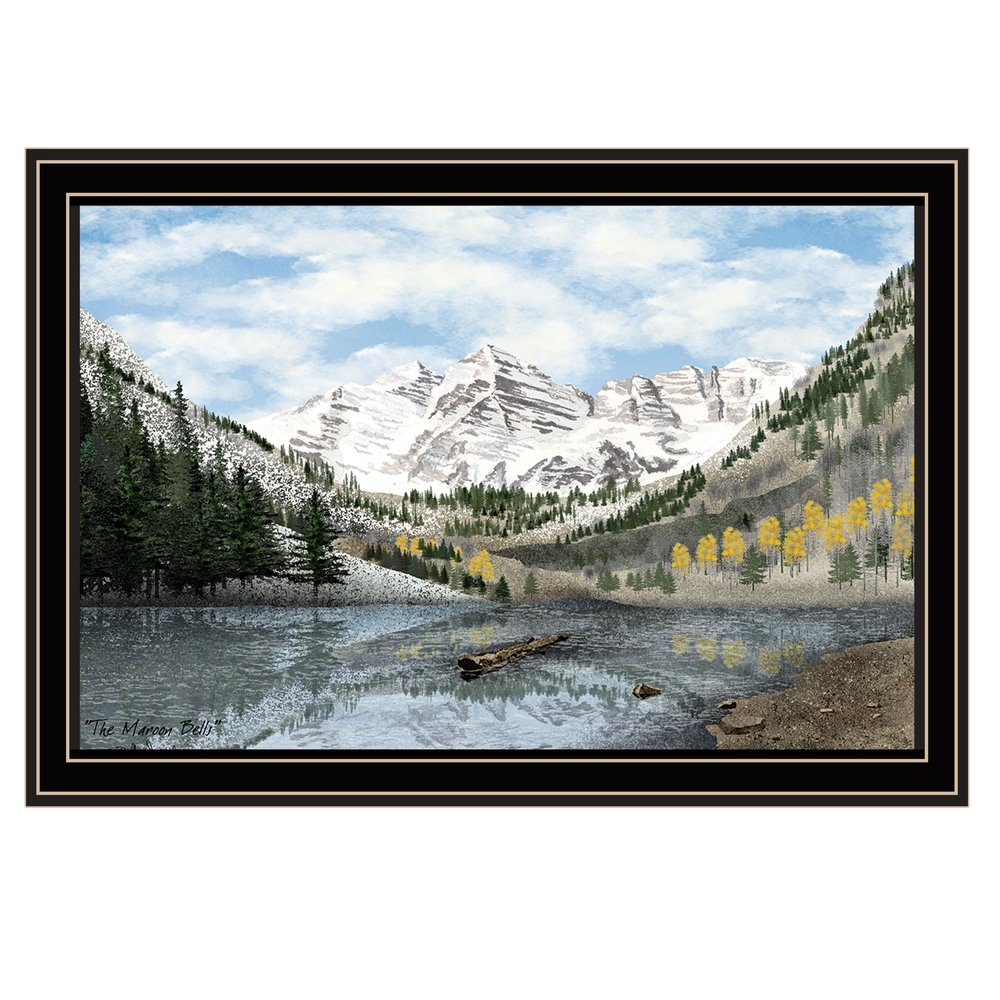 Snowy Mountain Landscape  Black Framed Wall Art HomeRoots