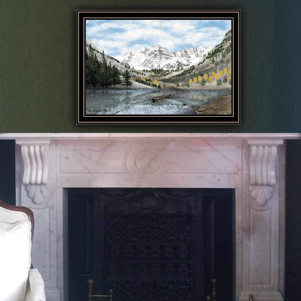 Snowy Mountain Landscape  Black Framed Wall Art HomeRoots