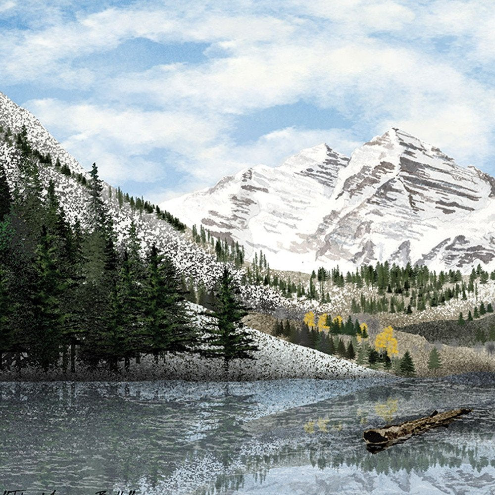 Snowy Mountain Landscape  Black Framed Wall Art — view 3